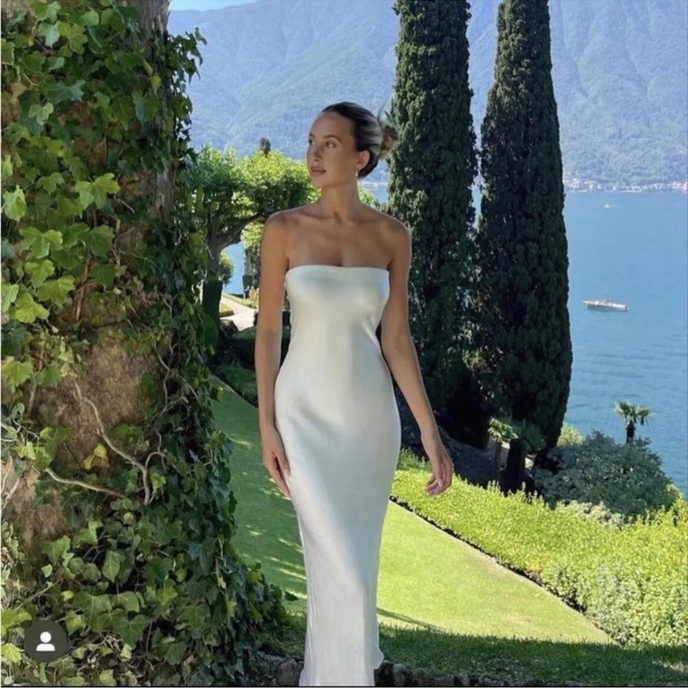 NWT Zara Satin Effect Light Green Satin Strapless Midi Dress